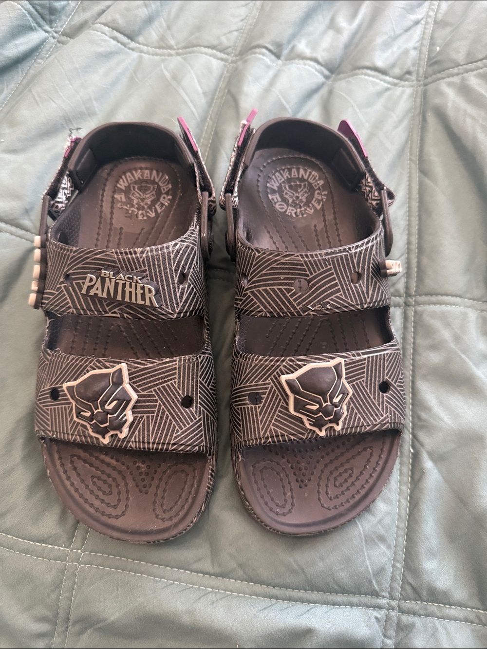 CROCS Black Panther Kids Black Sandals with Graphic Accents